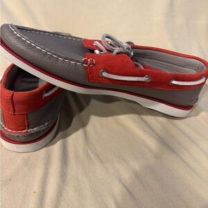 Sperry Red and Gray Boat Shoes Top Sider